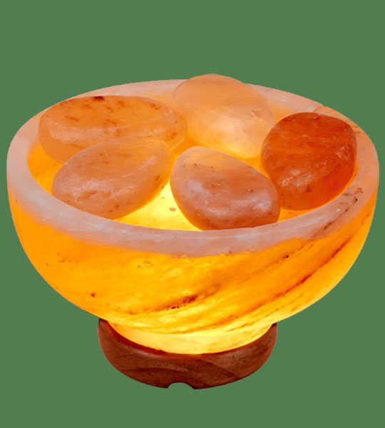 himalayan salt lamp with heated massage stones